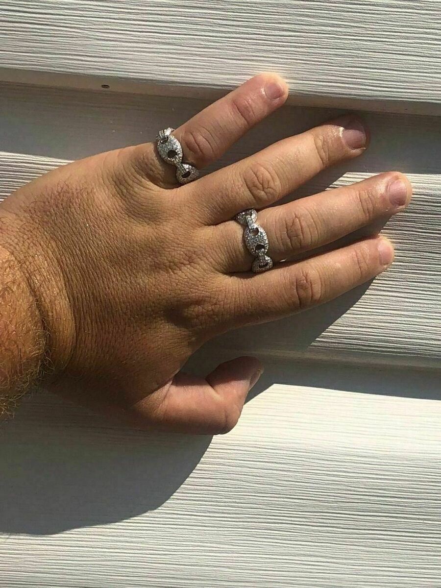 Solid 925 Silver Gucci Link CZ RING Band Size 6 7 8 9 10 11 Solid 925 Silver Gucci Link CZ RING Band Size 6 7 8 9 10 11