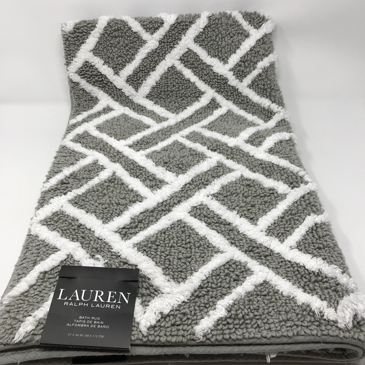 RALPH LAUREN Bath Rug Anti Slip Geometric 27x44 inches LARGE