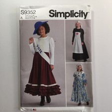 Simplicity 9352 Suffragette Victorian Nurse Costume Girl Teen New Uncut Pattern
