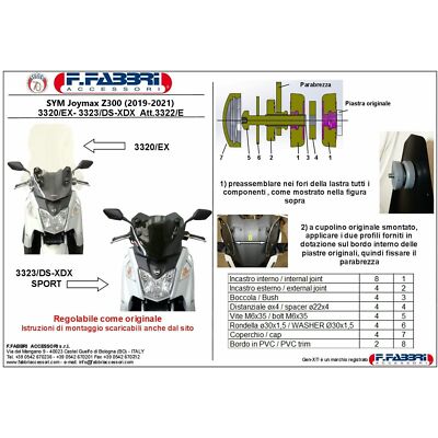 Fabbri Parabrezza 3323/DS-XDX Per Joymax 300 Z Dal 2019 Al 2021