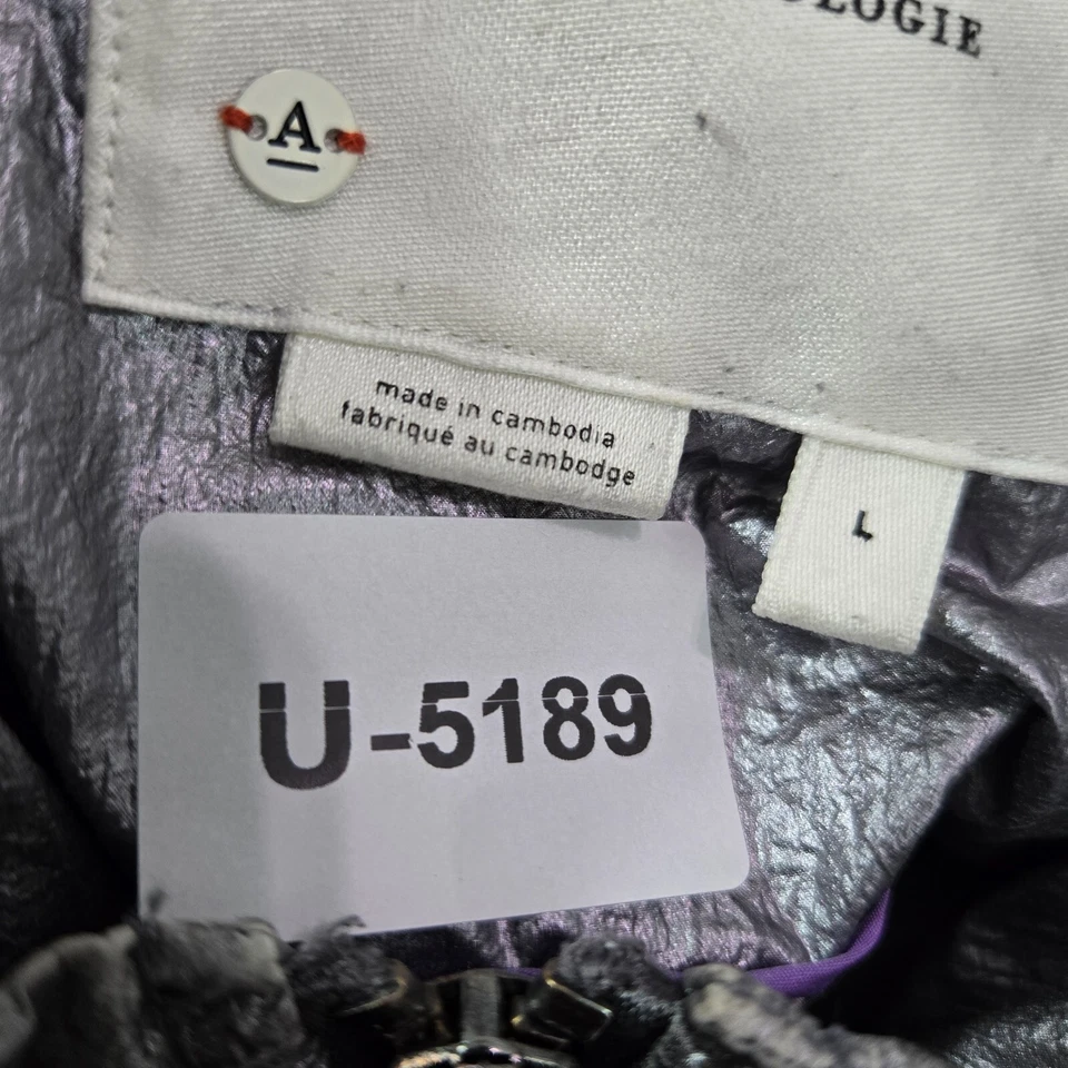 Chaqueta Anthropology Mujer Grande Gris Chaleco Puffer Plateado Metálico Traje Espacial Simulado Foto 2 de 4