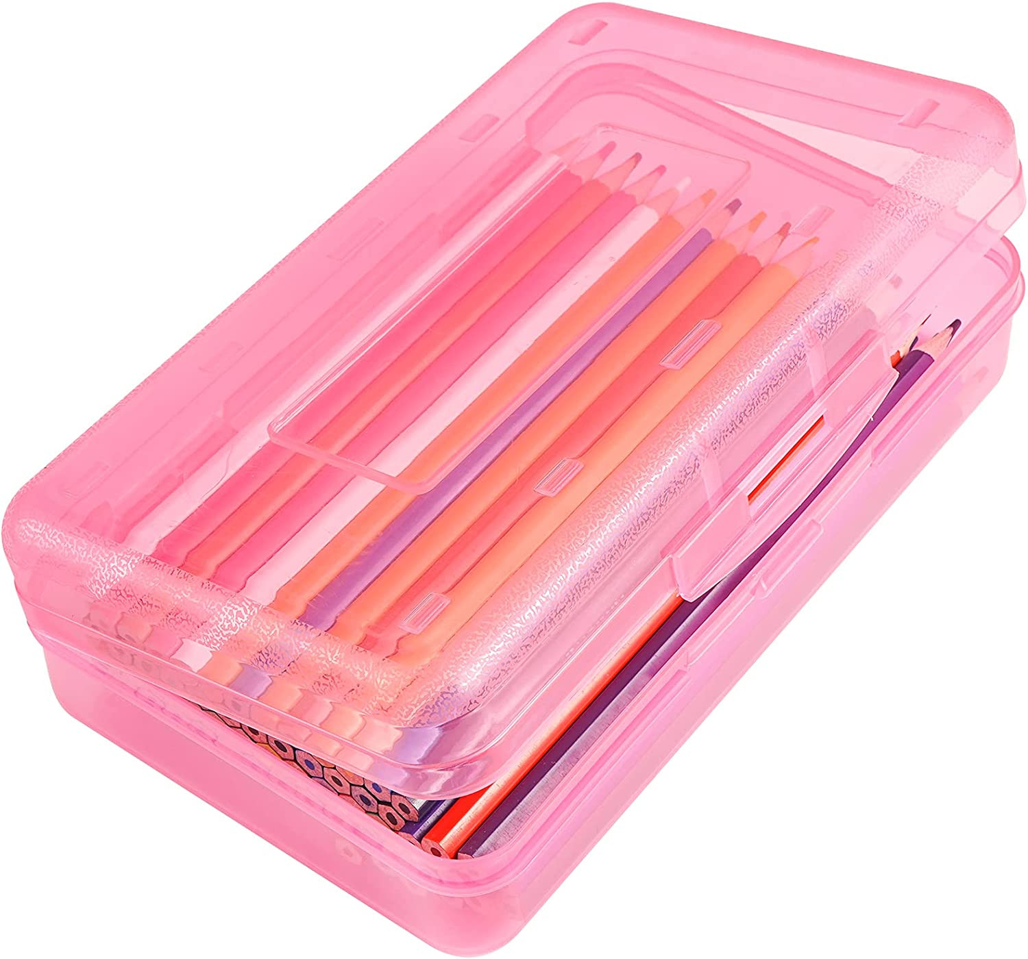 Colored Plastic Pencil Box, Large Capacity Pencil Case, Pencil Boxs for Kids Adu