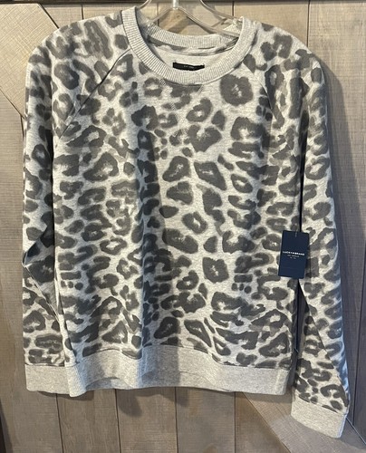 Lucky Brand Gray Leopard Cheetah Crew 