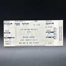 STYX CONCERT FULL TICKET, MAR 16 2022, BEACON THEATRE