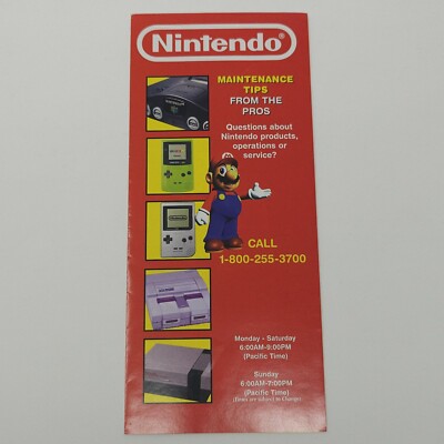 Maintenance Tips from the Pros for Your Nintendo Products Brochure Pamphlet Rare