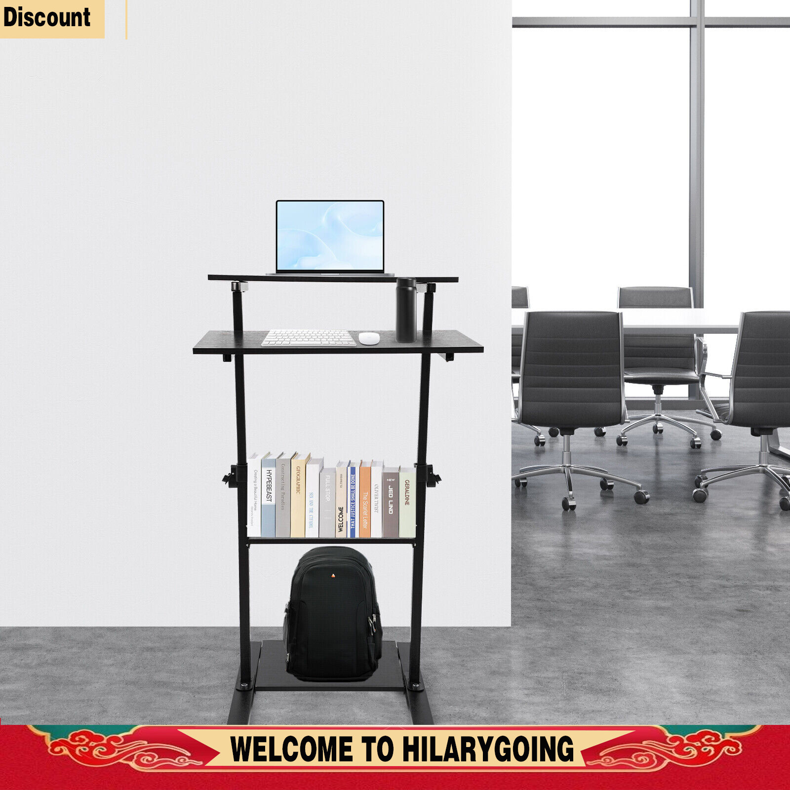 4 Countertops Adjustable Mobile Standing Desk Ergonomic Desk Easy To Move-image