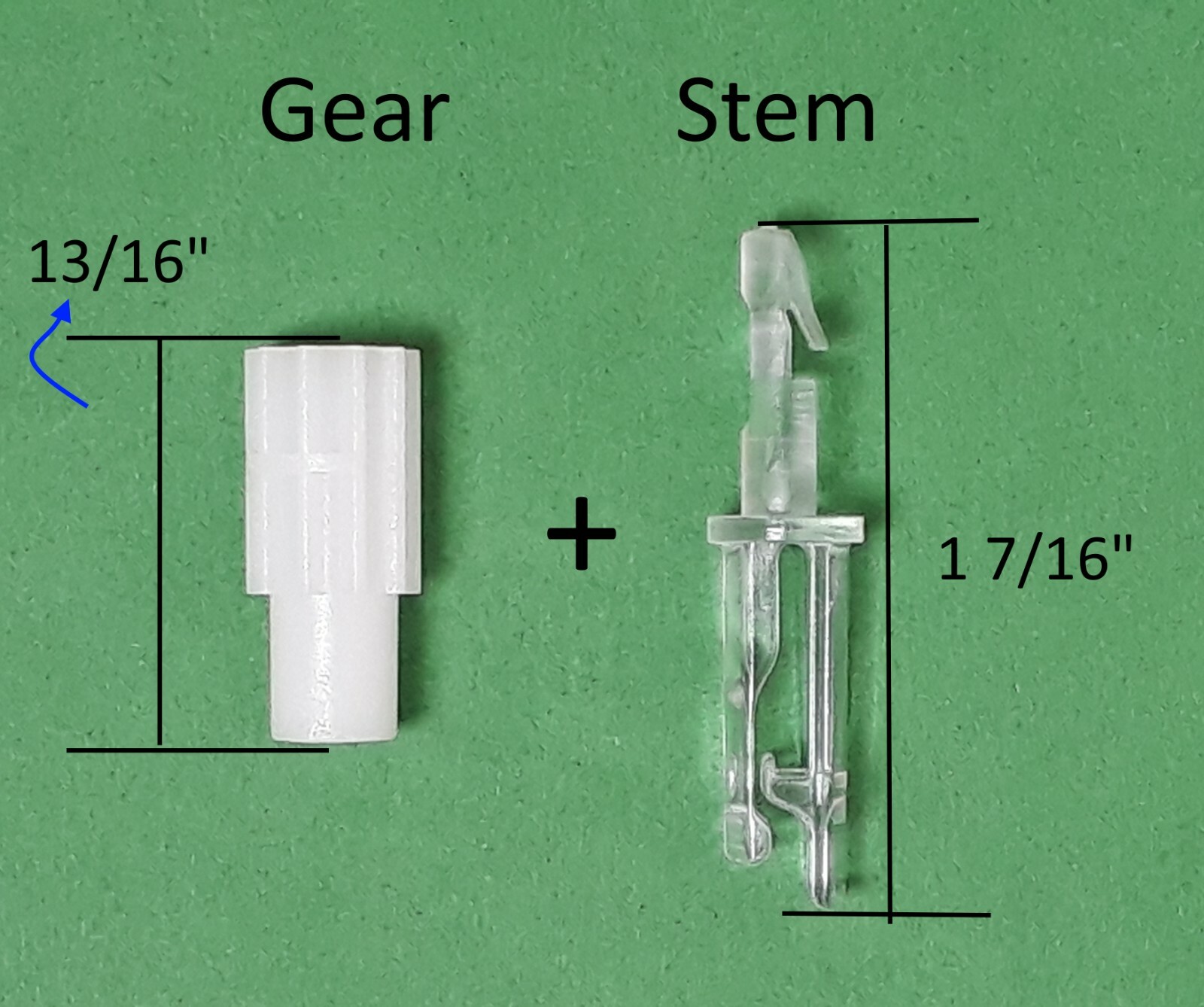 Blind Parts Vertical Blind Carrier Clip/Hook/Stem w/ Gear No Carrier