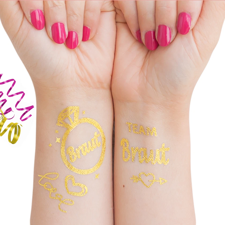 OBLIQUE UNIQUE Junggesellinnenabschied temporäres Tattoo Set Braut - Team Braut Hochzeit