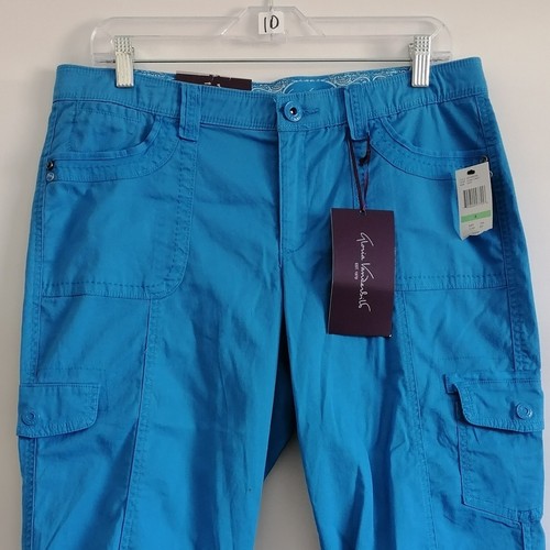 NWT Gloria Vanderbilt Womens Cobalt Blue Cargo Style Preppy Capri Pants Size 8 - Picture 3 of 7