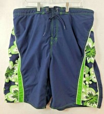 Roundtree  Yorke Mens Large Blue Multicolor Floral Swim Board Shorts