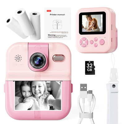 Kids Camera Instant Print Mini Toddler Cameras Birthday Gift, with 1080P Videos