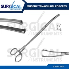 MUSEUX Tenaculum Forceps 9.5" Curved Surgical Instrument Stainless German Grade