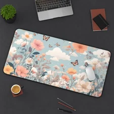 Wild Flower Desk Mat, XL Anti-Slip Mouse Pad Computer Gaming Keyboard Desk Mat
