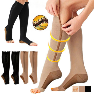 1/3 Pair Open Toe Stockings for Women Men Medical Compression Socks S/M, L/XL