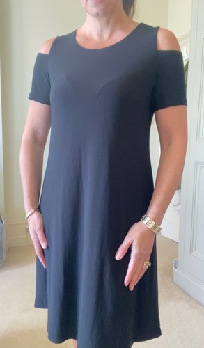 New w Tags RONNI NICOLE Black Classy Cold Shoulder Tunic Dress,Size 14 - Picture 8 of 8