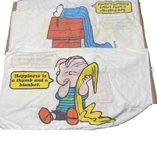 Lot of 3 - 1971 Charlie Brown Peanuts Snoopy Linus Pillowcase 20" x 30" Schulz