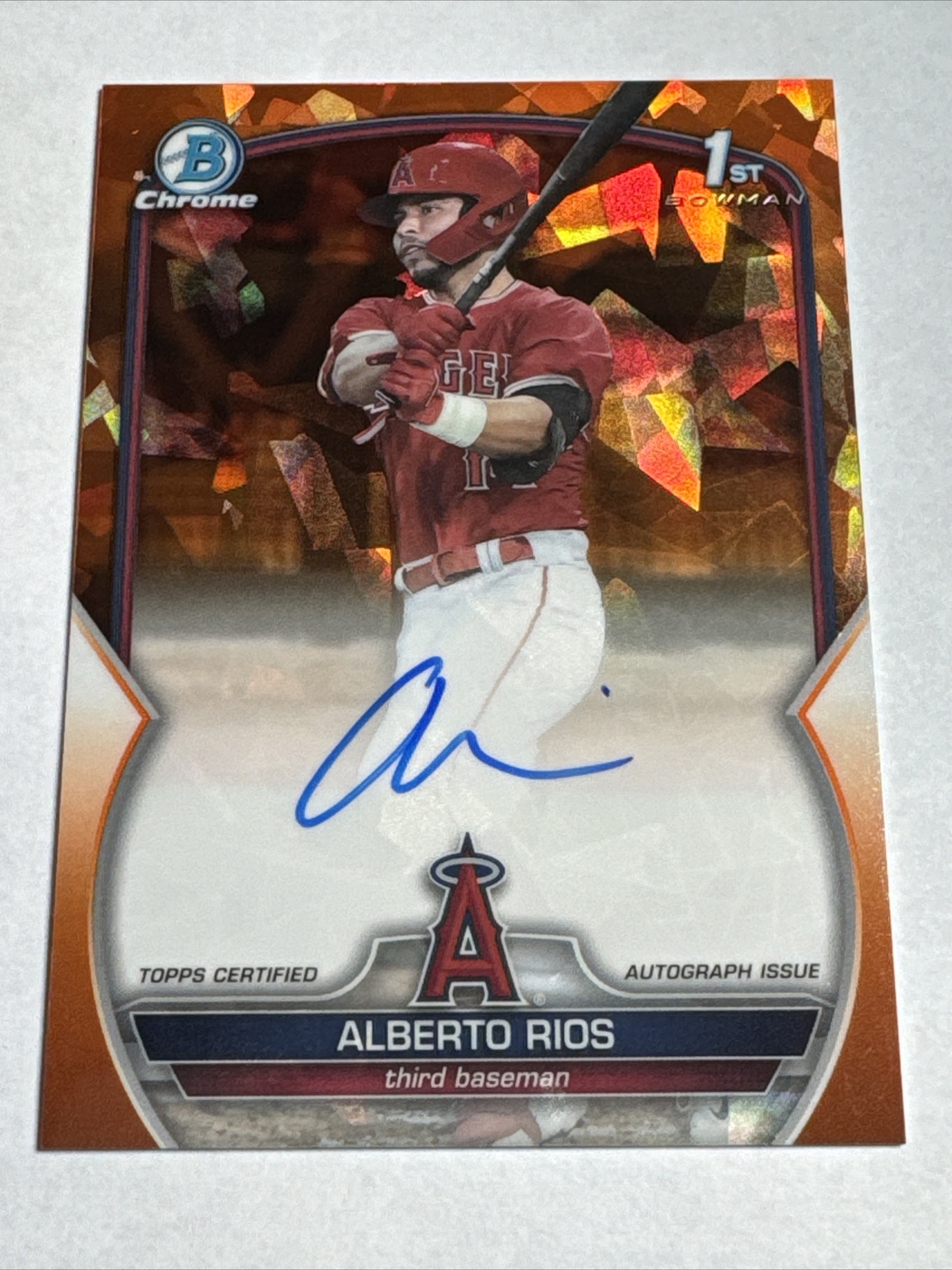 2023 1st Bowman Draft Sapphire Alberto Rios Orange Ref Auto 18/25 RC SSP Angels