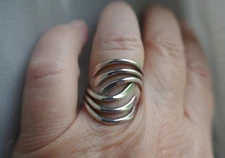 925 Sterling Silver Free Form Ring Handmade 7.4 Grams Fits Sizes 7 to 8