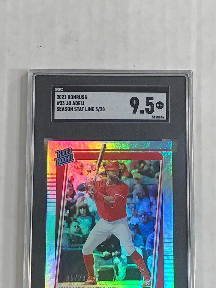 JO ADELL 2021 Donruss Season Stat Line HOLO SSP RC 05/20! SGC MINT+ 9.5! ANGELS! - Image 2 of 4