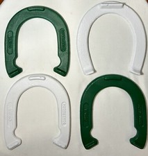 Set Of 4 Forged Steel Green & White Horseshoes~Pitching Throwing~Sportcraft