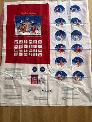 Vtg Cranston Follow The Star Nativity Advent Calendar Wall Hanging Panel Fabric