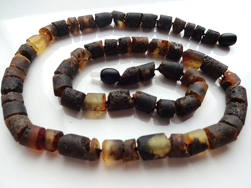 Collier En Ambre Baltique Naturel Pour Hommes - 48.8 Cm, Fait Main En Lituanie