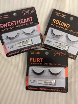 Select Lash 3,Pack Flirt Round Sweatheart Vegan Flbers New
