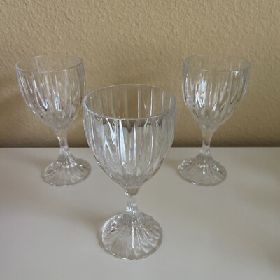 MIKASA~PARK LANE~Lot of 3~CLEAR CRYSTAL WINE GLASSES GOBLETS 6.75'' TALL 8oz~MINT