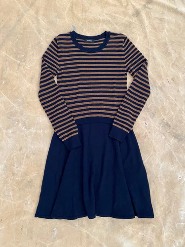 MAX & CO STRIPED DRESS gold classy max mara casual comfort office party £220