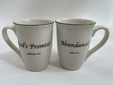 Lot 2 -Feed On The Word Scripture Coffee Tea Mugs ~ God’s Promise! & Abundance!