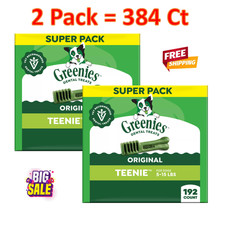 384 Cout/ 2 Pack Greenies Adult Teenie Dog Dental Treats - Natural, Oral Health