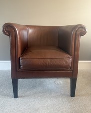 LAURA ASHLEY OSBORNE BROWN TAN LEATHER CHAIR. REALLY GOOD CONDITION