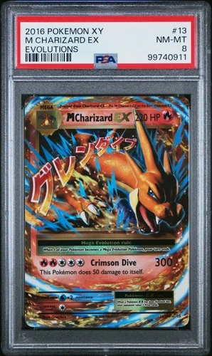 2016 POKEMON XY EVOLUTIONS #13 M CHARIZARD EX PSA 8