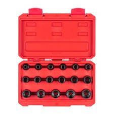 TEKTON 1/2" Drive Shallow 12-Point Impact Socket Set, 17-Piece 8-24mm 
