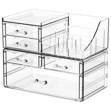Clear Acrylic Makeup Organizer for Vanity,Bathroom,Dresser,5 Drawer 5 Drawers