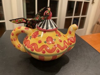 RETIRED VERY RARE MACKENZIE CHILDS SUNNYSIDE UP TEAPOT ORNAMENT