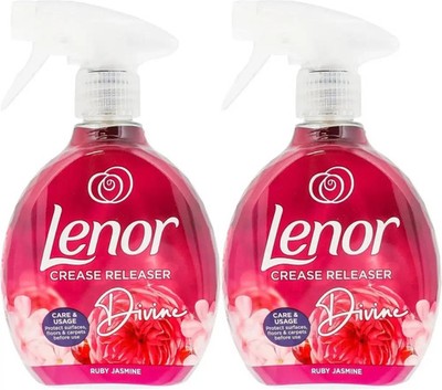 2x Lenor Crease Releaser 500ml Ruby Jasmine Spray Removes Folds Perfume Fabrics