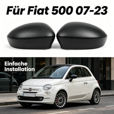 Gehäuse spiegelkappen Matt Schwarz Außenspiegel Für Fiat 500 07-23 Rückspiegel