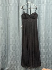 Azazie Atelier Akiko Pleated Black Maxi Dress W/ Floral Burnout Sz 12 Whimsigoth
