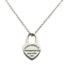 USED TIFFANY&Co. Necklace Return to Heart lock Small Silver925 2.6g Silver A...