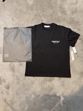 Fear of God Essentials Black Logo Men's Crew Neck Cotton Short Sleeve T-Shirt XS