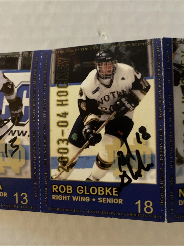 Vintage 2003-04 Notre Dame Fighting Irish Hockey Cards Signed Seniors Globe - Image 4 of 4
