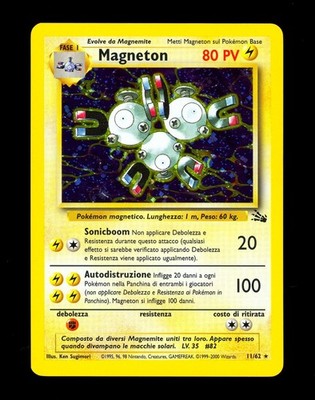 1999-2000 Pokemon MAGNETON Fossil Set ITALIAN Edition COSMOS HOLO Card 11/62