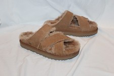 UGG Women's Greenport Cross Strap Open Toe Slide Sandals Dense Chestnut 9