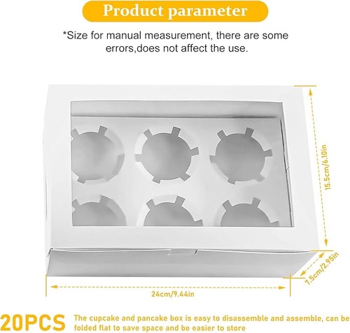 20 Stück Cupcake Box mit Fenster Cupcake Transportbox 6 Löche Cupcake Muffin Box - Bild 6 von 10