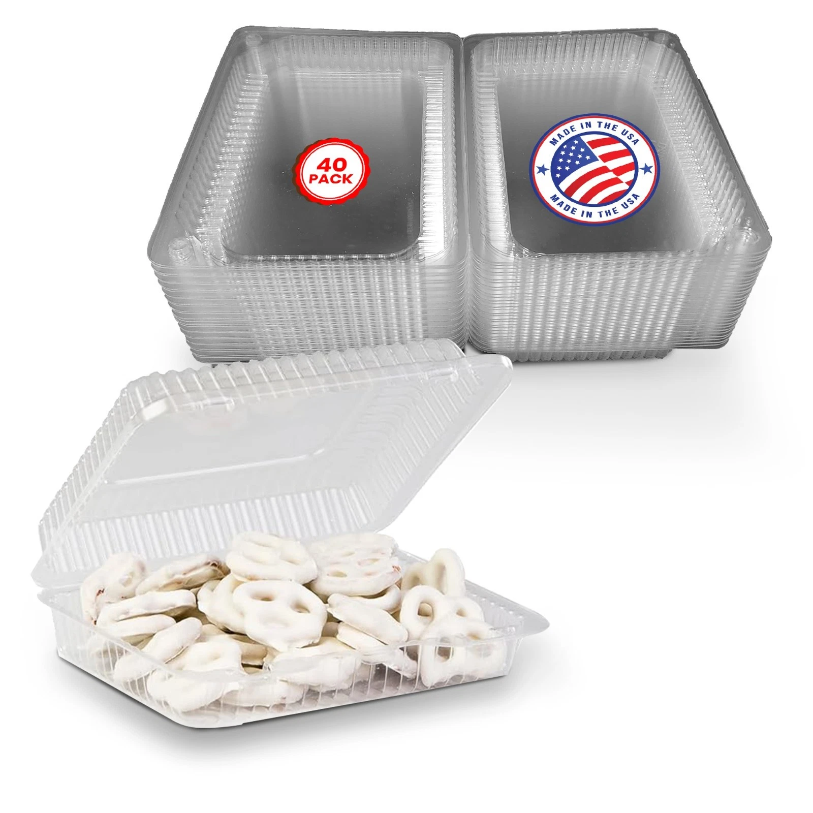 MT Products Plastic Snack Containers with Lids 6.8" x 5.6" x 2.1" - Pack of 40