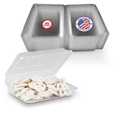 MT Products Plastic Snack Containers with Lids 6.8'' x 5.6'' x 2.1'' - Pack of 40