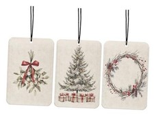 Vintage Christmas Car Air Freshener Gift Tag 3Pcs, Retro Xmas Vintage Bow Tree