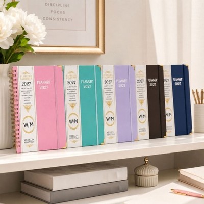 English 2027 Calendar Notebook for Study Plans and Meeting Records