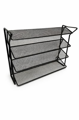 Black 4-Tier Metal Mesh Desk Organizer Shelf   Office File & Paper Storage Rack